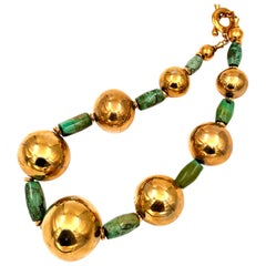 Robert Lee Morris Bold Gold Balls Necklace with Turquoise