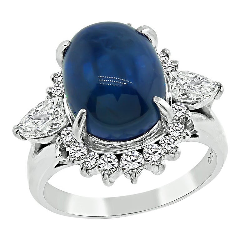 7.72ct Ceylon Sapphire 1.38ct Diamond Ring For Sale