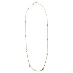 1.06 Carat 10 Station Diamond by the Yard Necklace 14 Karat Yellow Gold
