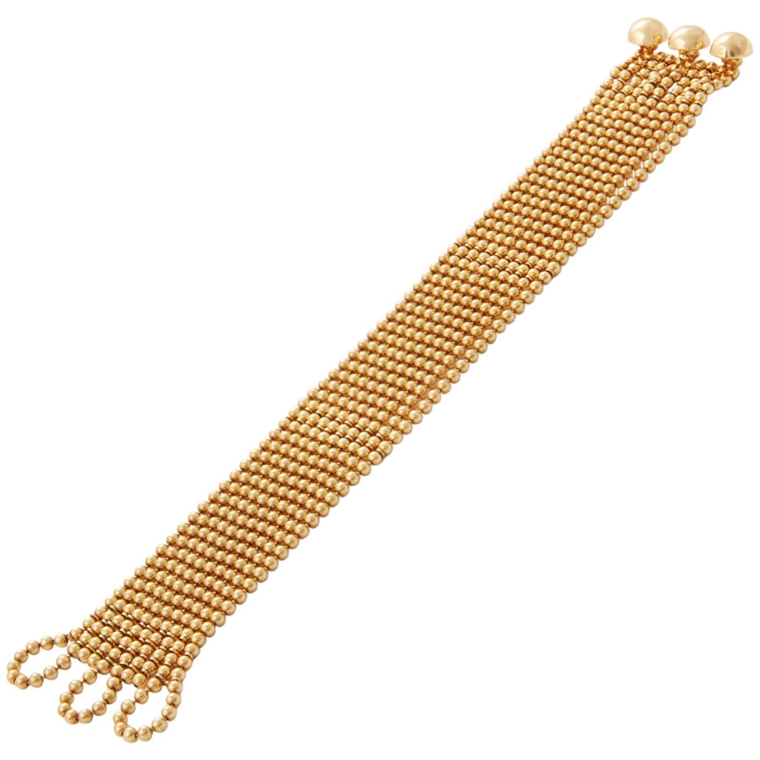 1999 Cartier Ten Strand Gold Bead Bracelet
