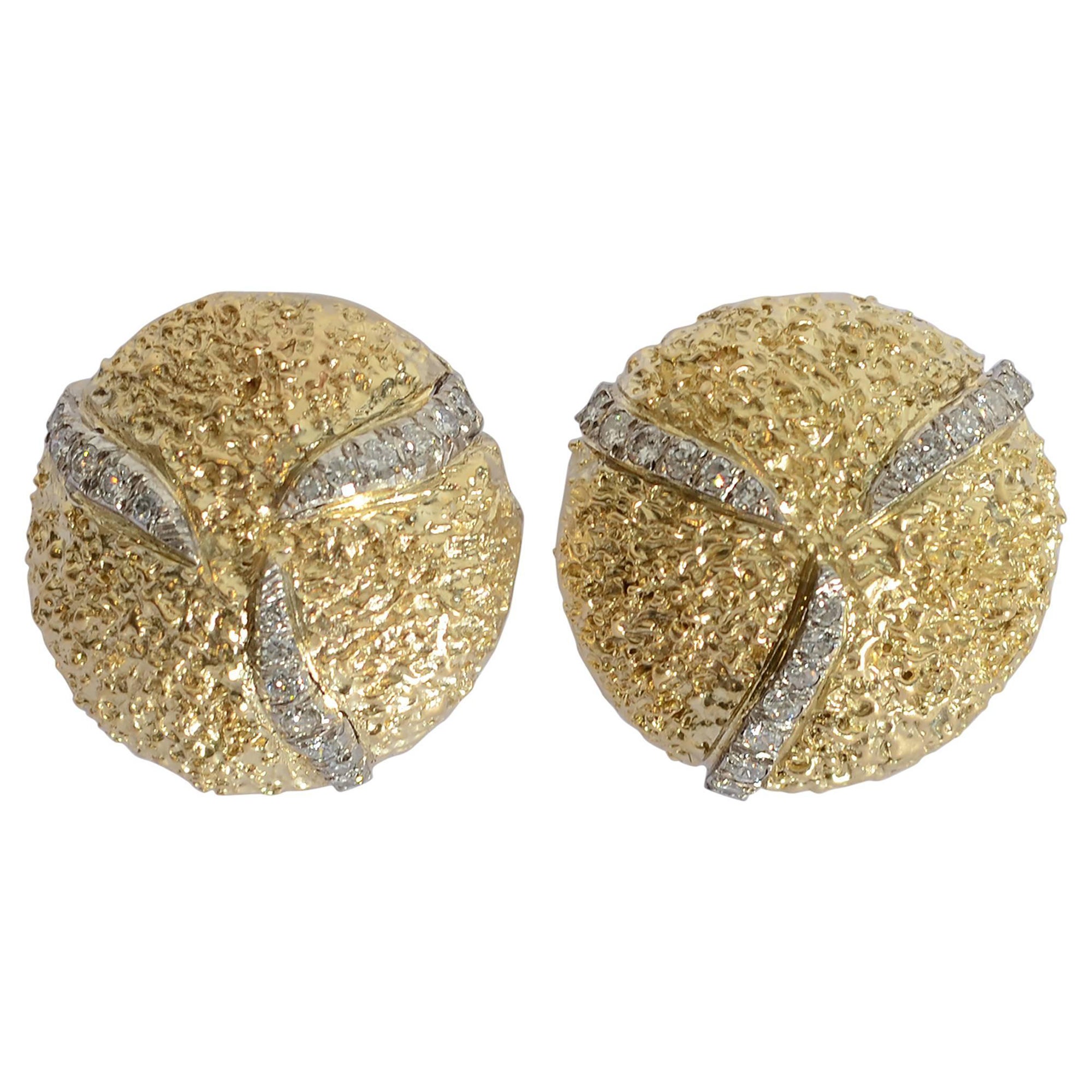 Boris LeBeau Diamond Gold Earrings For Sale