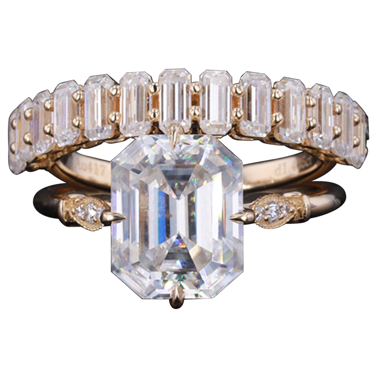 Half Diamond Eternity Ring in 18k Yellow Gold For Sale at 1stDibs
