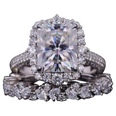 Antique Diamonds Wedding Ring Set, Diamond Engagement Ring Set