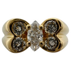 Vintage Van Cleef & Arpels Marquise Diamond Celia Butterfly 18k Yellow Gold Ring
