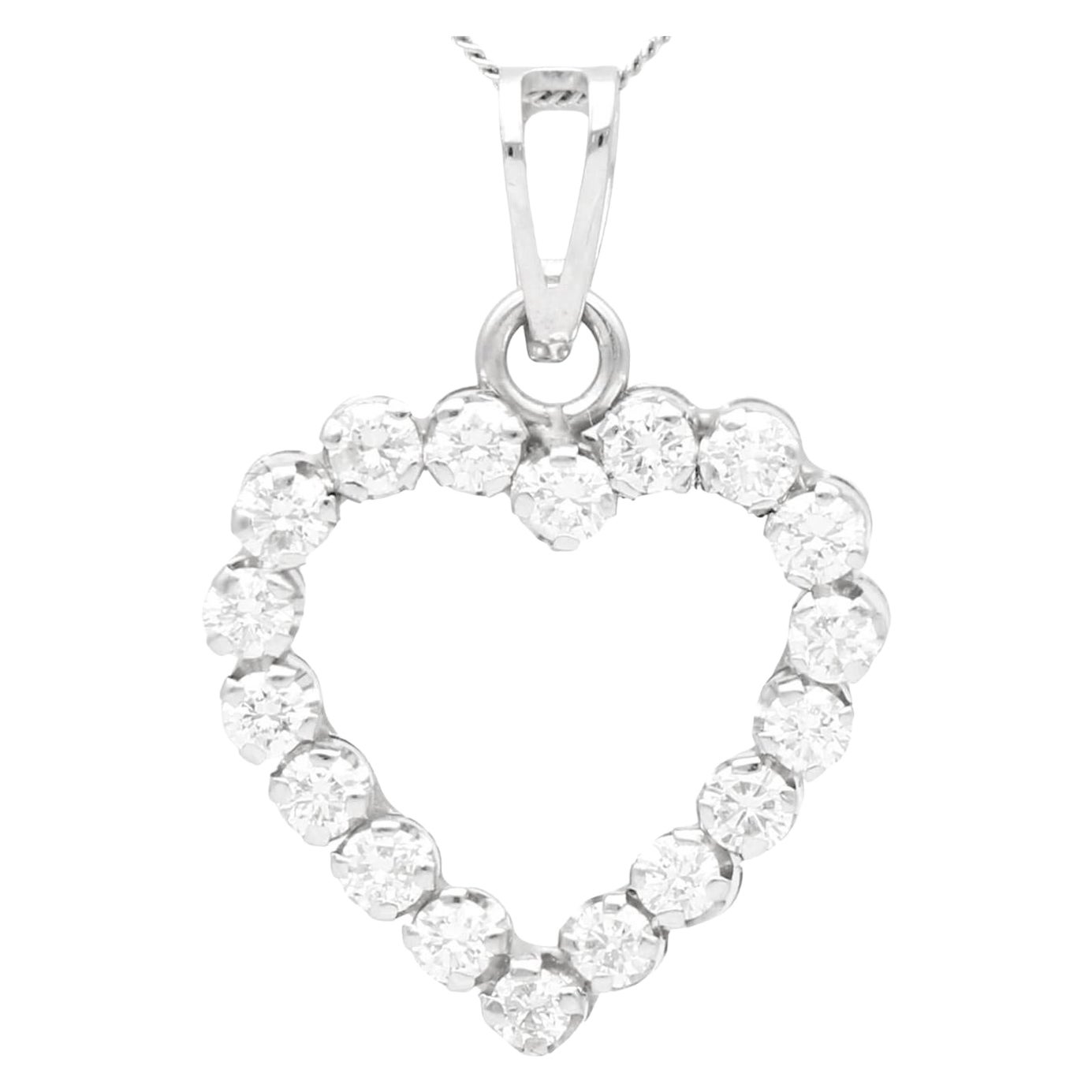 Vintage Diamond and White Gold Heart Pendant