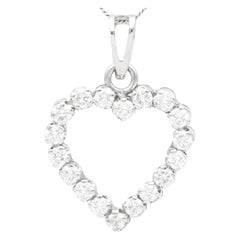 Vintage Diamond and White Gold Heart Pendant