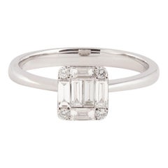 Emerald Cut Effect Diamonds 18 Carat White Gold Ring