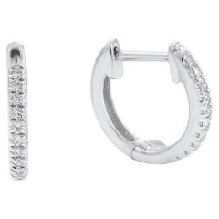 Rachel Koen 14K White Gold Diamond Huggie Earrings 0.07cttw 