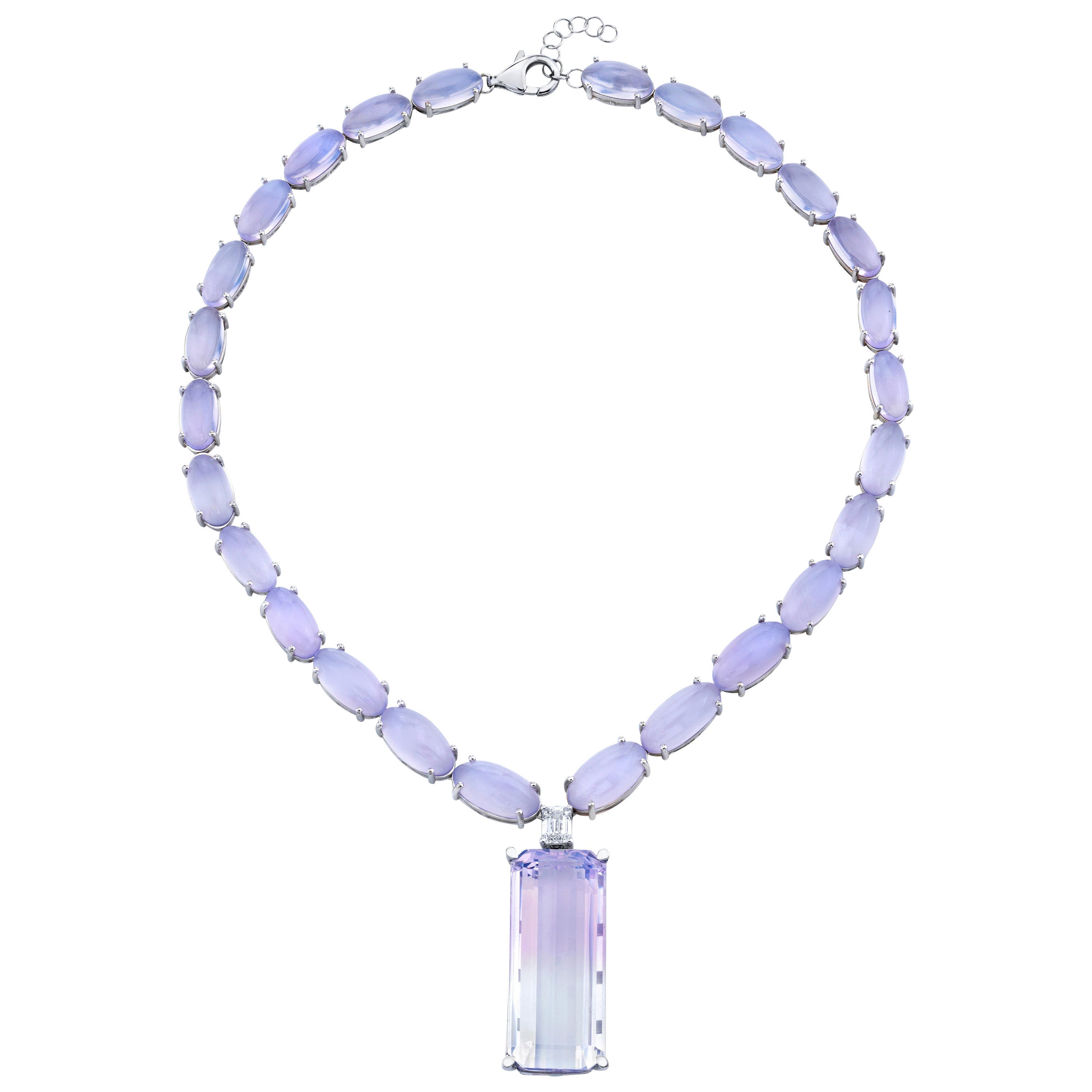Lavender Waterfall Necklace in 18 Karat White Gold