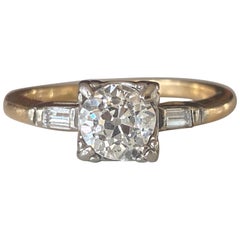 Retro Era Two Tone Diamond Engagement Ring