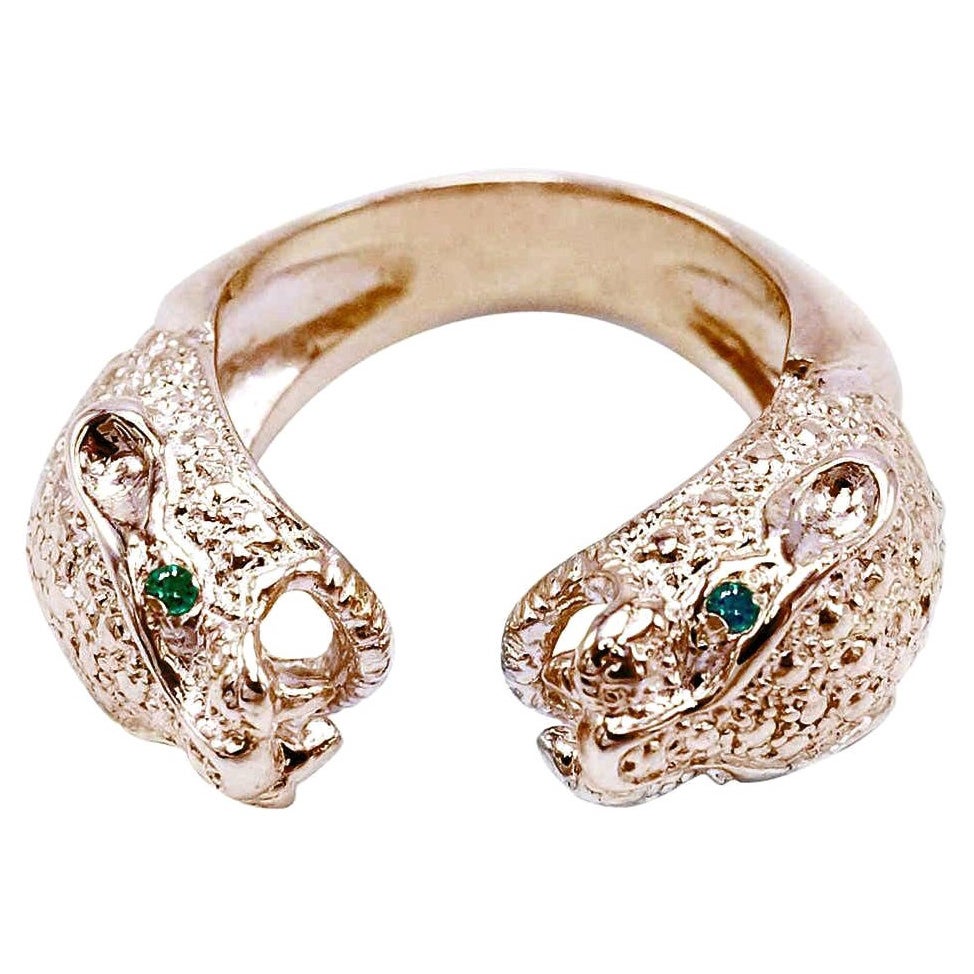 Emerald Jaguar Ring Cocktail Statement Onesie Animal Jewelry Bronze J Dauphin