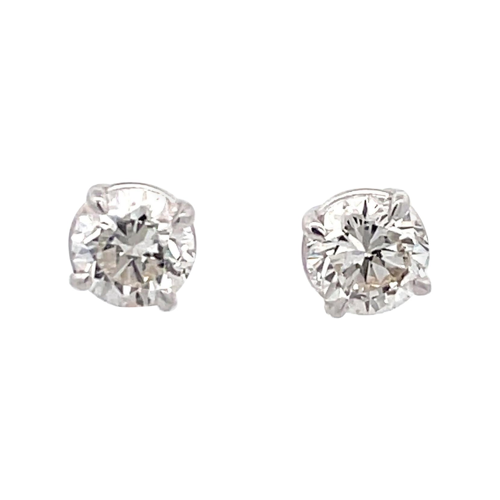 Diamond Stud Earrings 3.00 Carats IJ VS2 18 Karat White Gold at 1stDibs