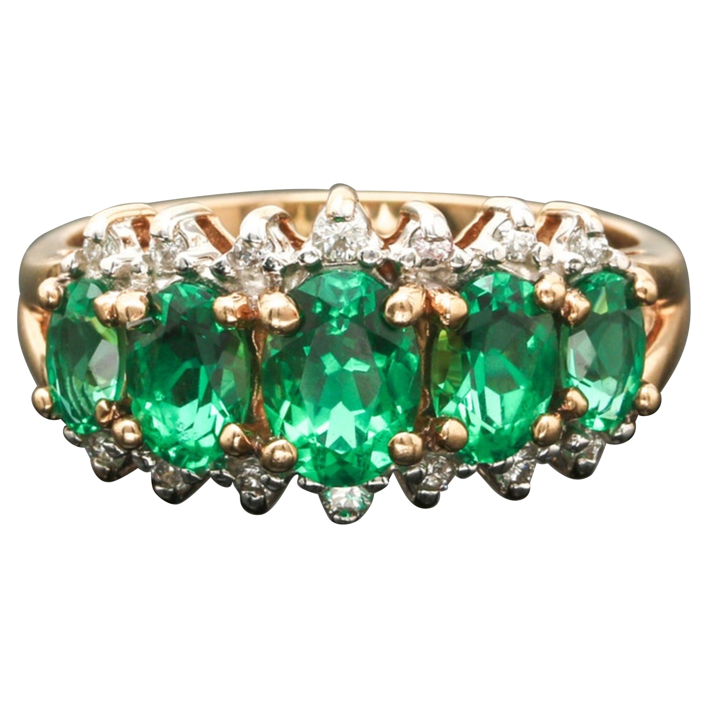 Customizable Unique Emerald Cut Emerald Diamonds Engagement Ring ...