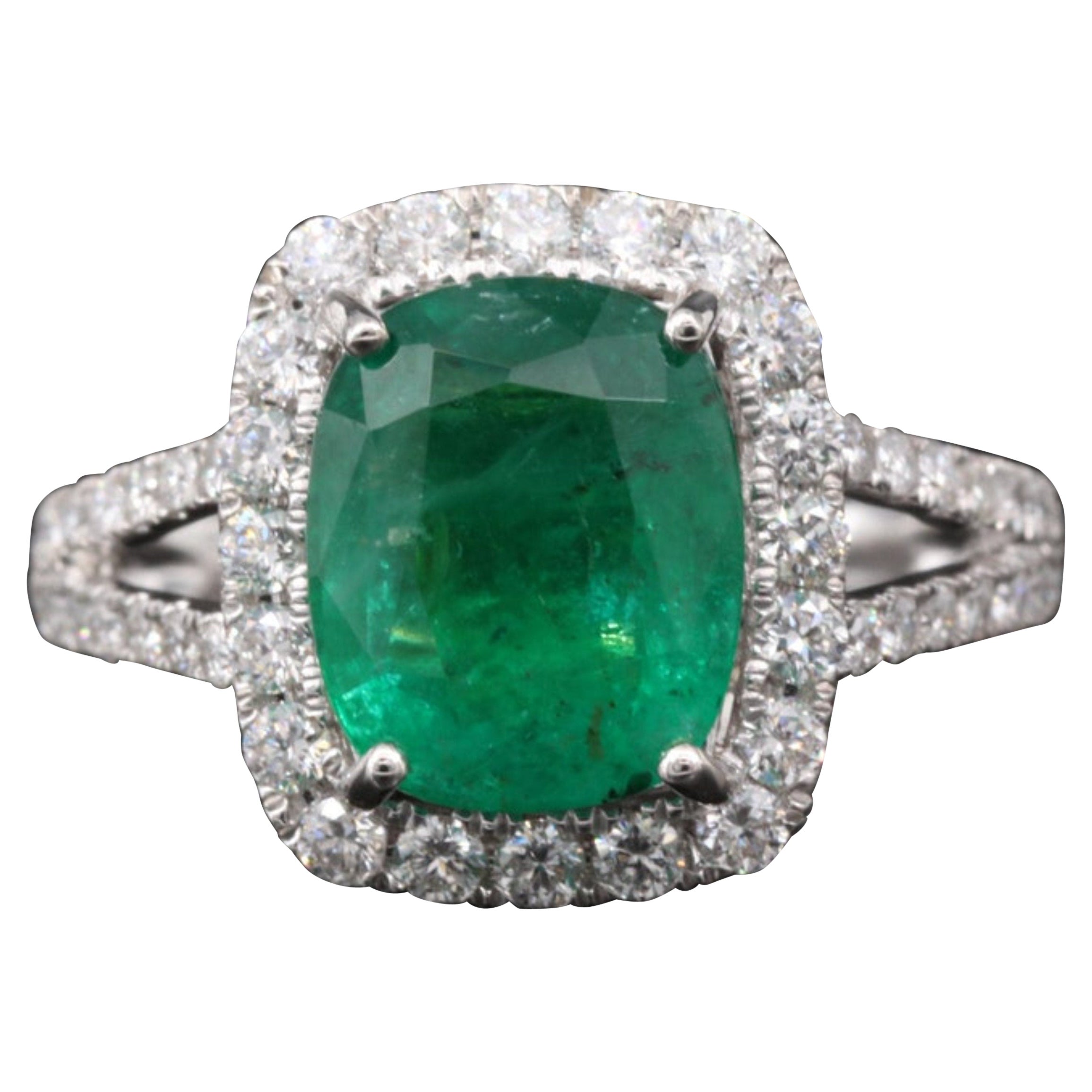 Customizable Unique Emerald Engagement Ring, Antique Emerald Wedding