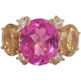 Large GUM DROP™ Ring with Pink Topaz and Citrine and Diamonds