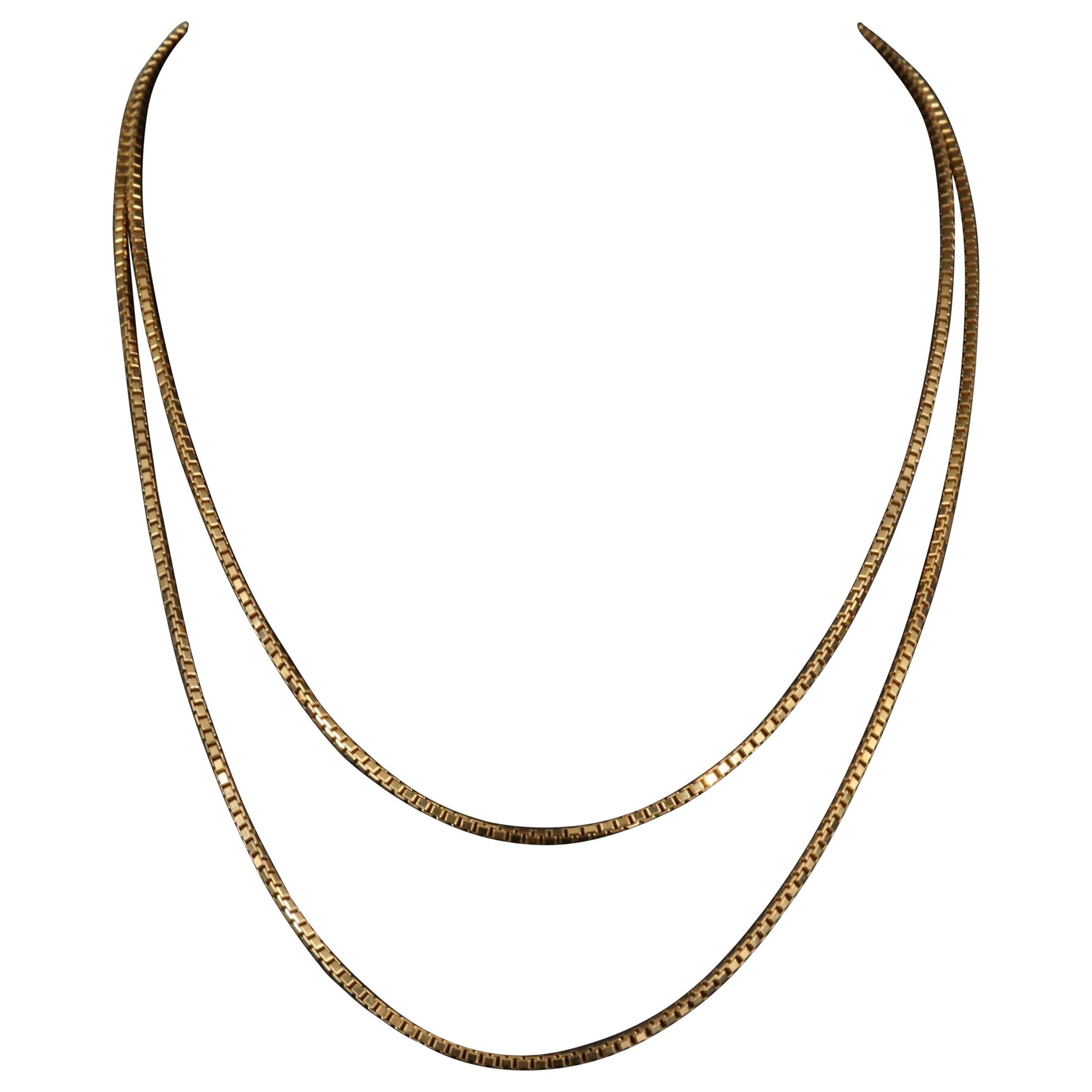 Minimalist 18K Yellow Gold Box Chain Necklace, Gold Chain Necklace For Her For Sale