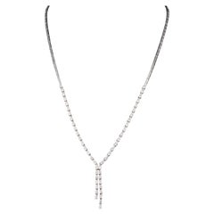 Modern Rope Style Diamonds Necklace, 18K White Gold
