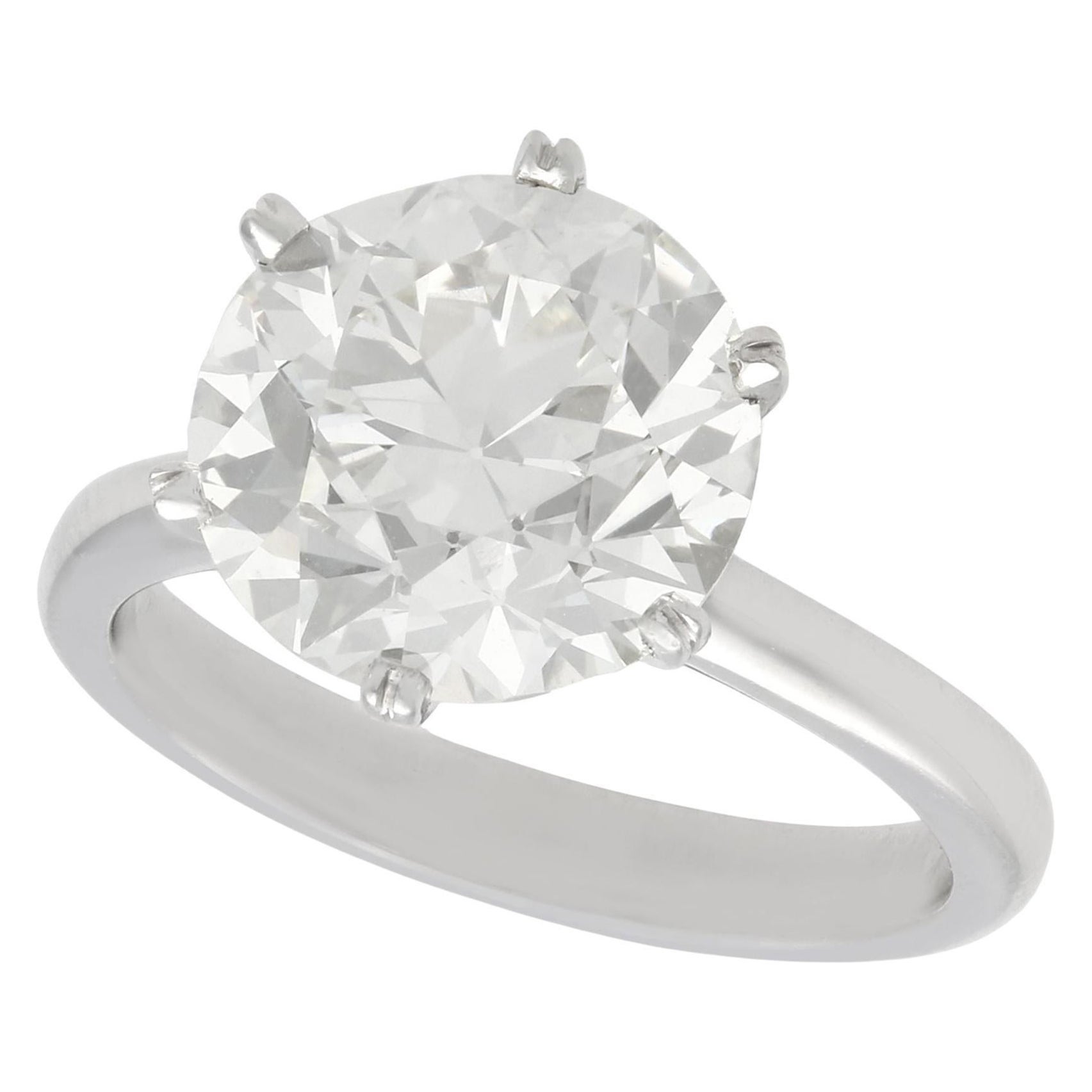 Bague de fiançailles solitaire en diamant de 4,89 carats en platine en vente