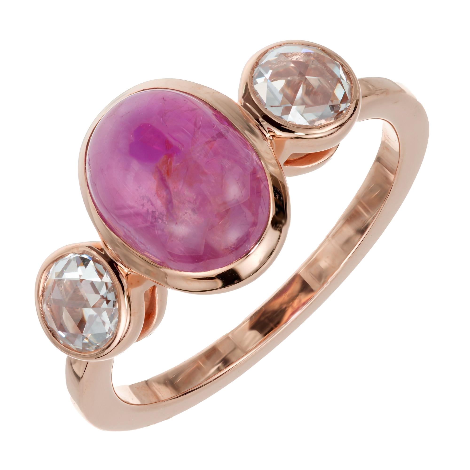 Peter Suchy GIA Certified 4.51 Star Sapphire Diamond Rose Gold Ring