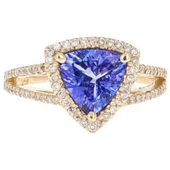 1,93 Karat Tansanit Diamant Gelbgold Verlobungsring