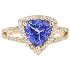 1.93 Carat Tanzanite Diamond Yellow Gold Engagement Ring