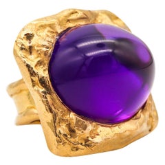 Jean Mahie 1977 Paris Rare Sculptural Cocktail Ring in Solid 22Kt Yellow Gold