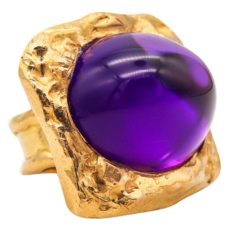 Jean Mahie 1977 Paris Rare Sculptural Cocktail Ring in Solid 22Kt Yellow Gold For Sale