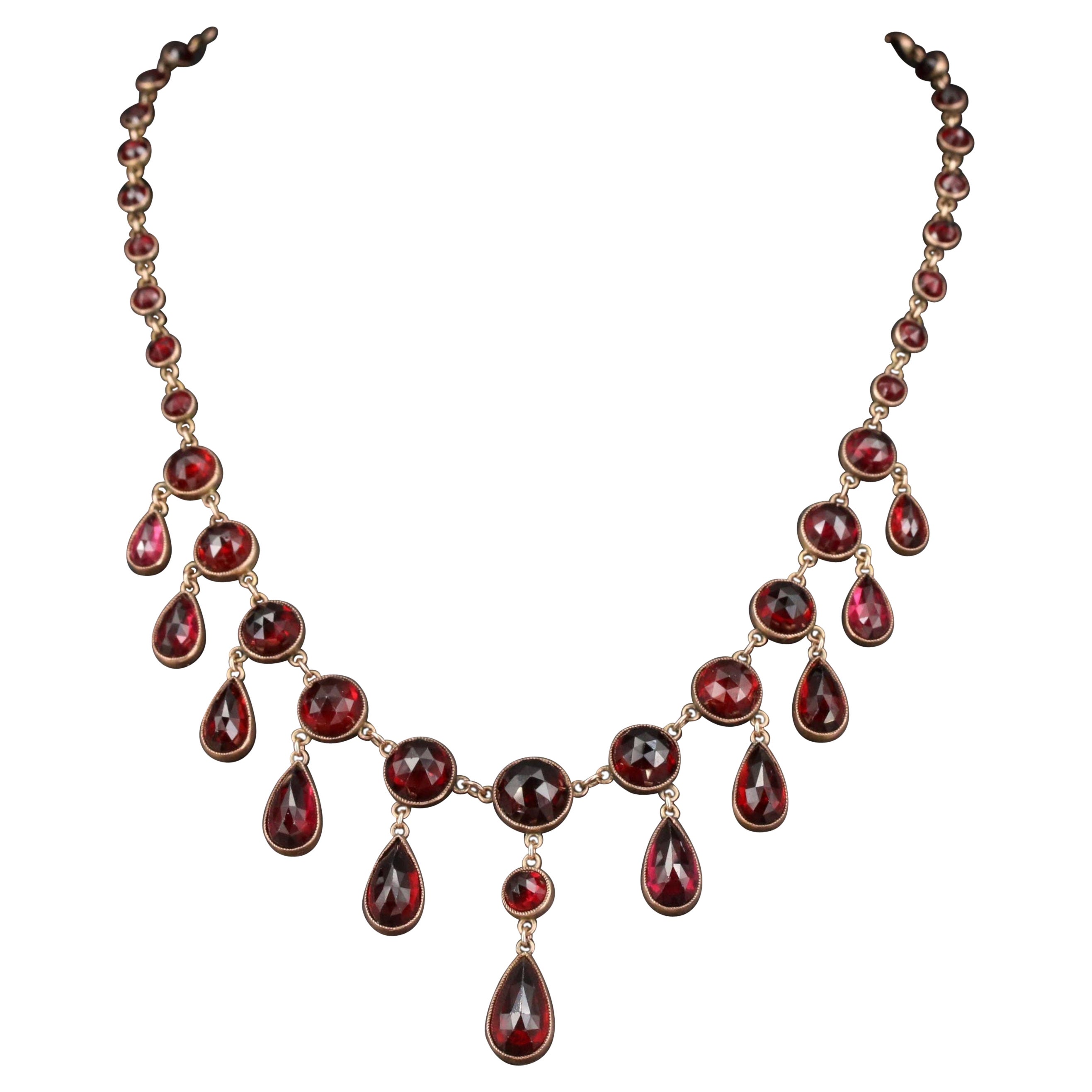 Collier Or Rouge 18k Rubis 7 Pierres 40 42 Cm O8 Mm 601558 main image 1