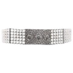 Pearl Diamond Platinum Choker Necklace