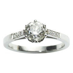 Round Brilliant Cut Diamond and Platinum Solitaire Ring 1.00 Carat L I1