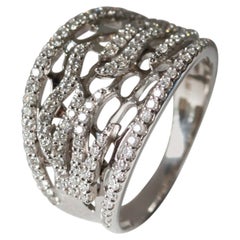 Ocean Coral and Seaweed Diamond Ring in 18K White Gold