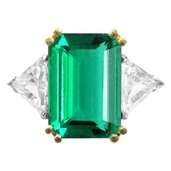 Bague diamant émeraude certifiée GIA de 5,75 carats de qualité investissement
