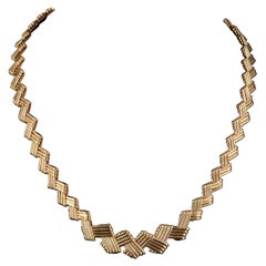 Minimalist Textured Gold Link Necklace, 18K Gold Bridal Necklace