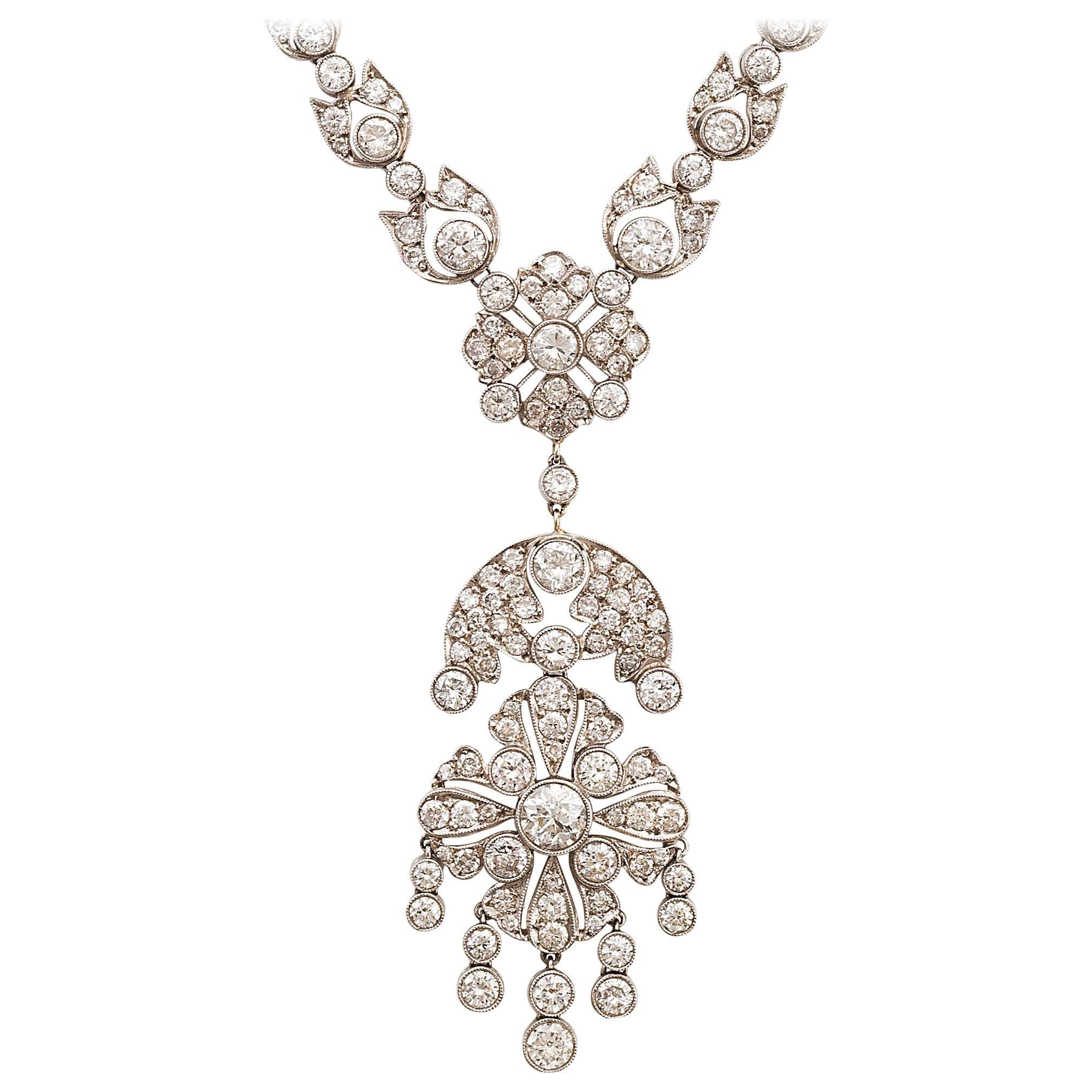 1950s Diamond Gold Pendant Necklace