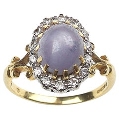 Vintage Star Sapphire Diamond and Gold Cluster Ring, Circa 1979