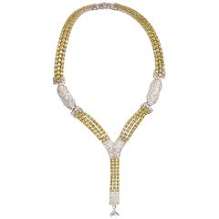 Yellow Sapphire Diamond Gold Necklace