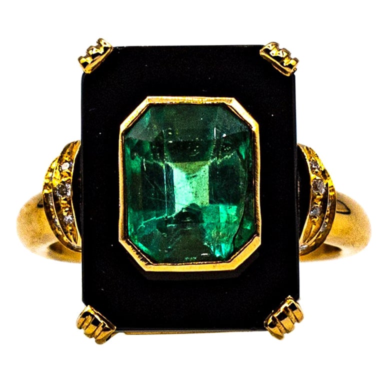 Pendentif Art Déco Or Blanc 18k Avec Onyx Et Diamant - Vintage Années 40, Occasion