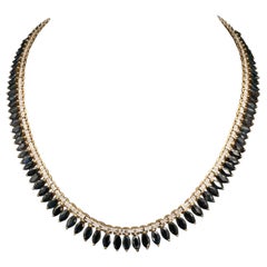 Black Diamond Necklace, Marquise Cut Black Diamonds Necklace, 18K Gold
