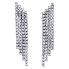 Diamonds, 14 Karat White Gold Tennis Earrings