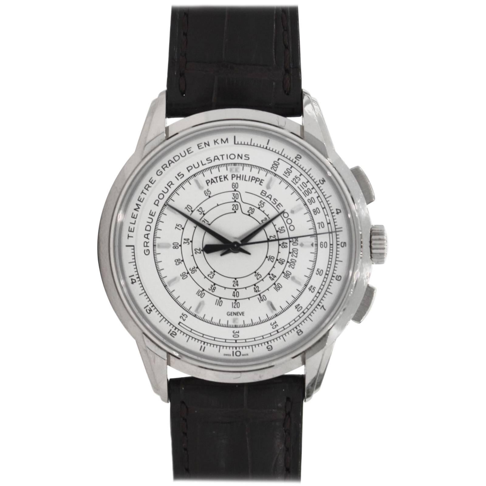 Patek Philippe White Gold Multi-Scale Chronograph Automatic Wristwatch
