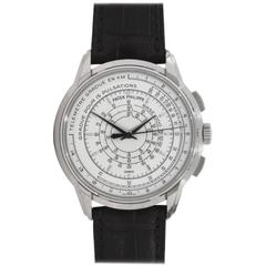 Used Patek Philippe White Gold Multi-Scale Chronograph Automatic Wristwatch 