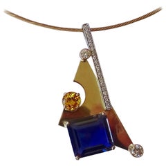 Michael Kneebone Iolite Yellow Sapphire Diamond Gold Pendant