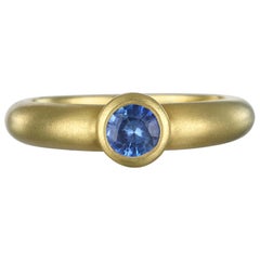 Faye Kim 18 Karat Gold Blue Ceylon Sapphire Bezel Ring