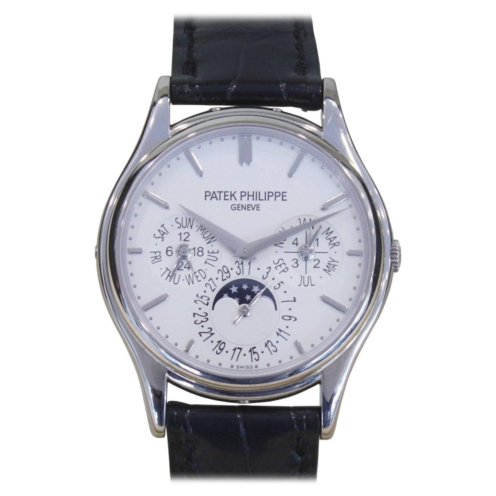 Patek Philippe White Gold Perpetual Calendar Automatic Wristwatch