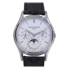 Patek Philippe White Gold Perpetual Calendar Automatic Wristwatch