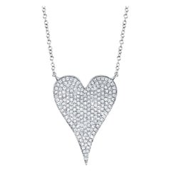 Rachel Koen Collier pendentif cœur en or blanc 14 carats avec pavé de diamants 0,43 carat poids total