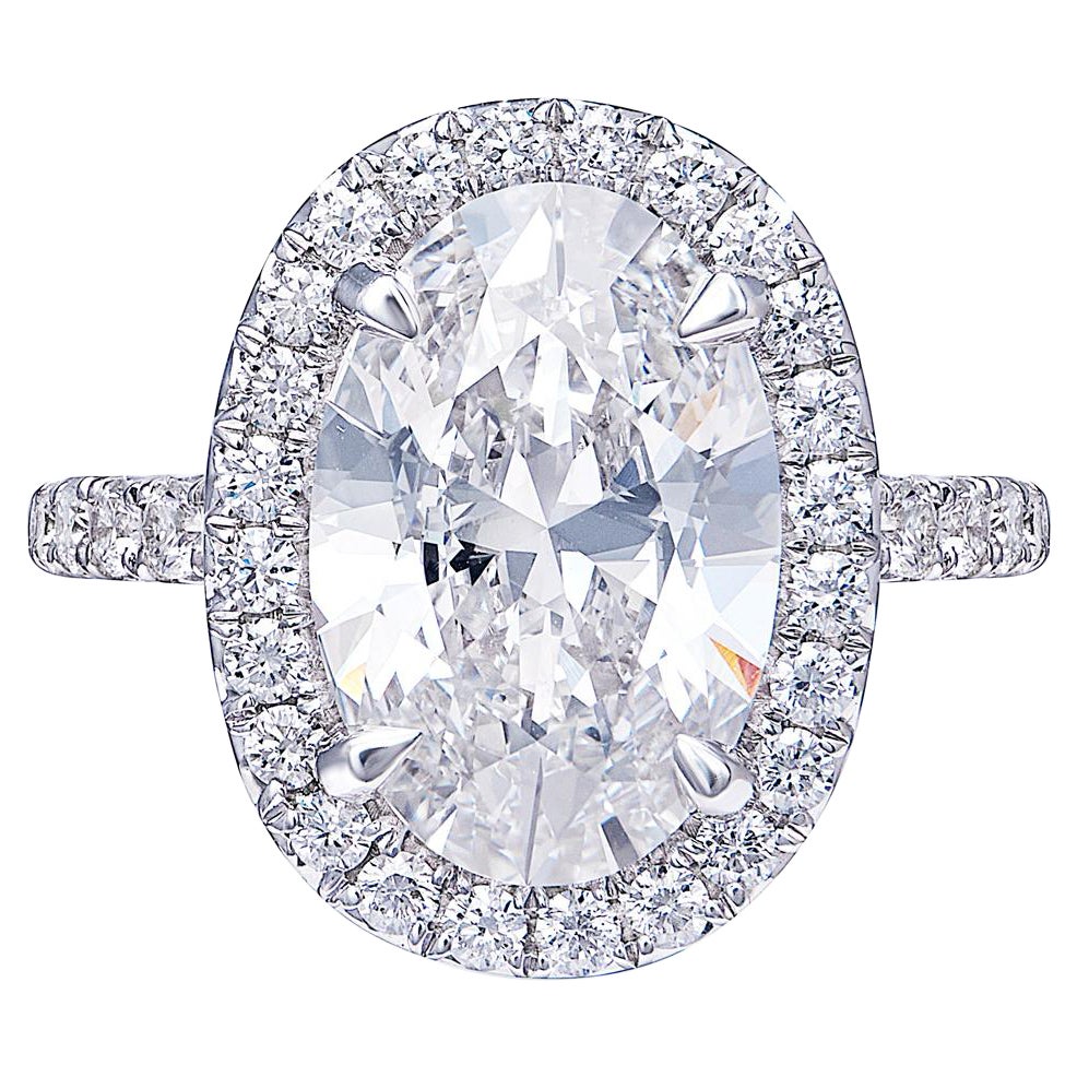 Bague de fiançailles avec diamant taille ovale de 5 carats certifié GIA, G IF