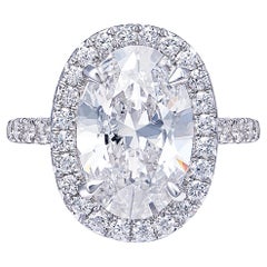 Verlobungsring mit 5 Karat Diamant im Ovalschliff, GIA-zertifiziert G IF