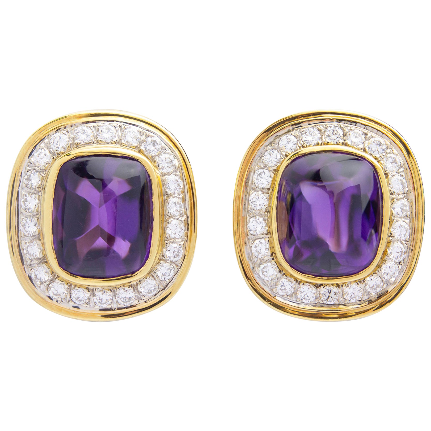 Cartier, Amethyst & Diamond Ear Clips in 18 Karat Gold