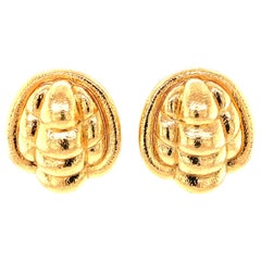 Hammered 18k Yellow Gold Earrings, circa 1960s